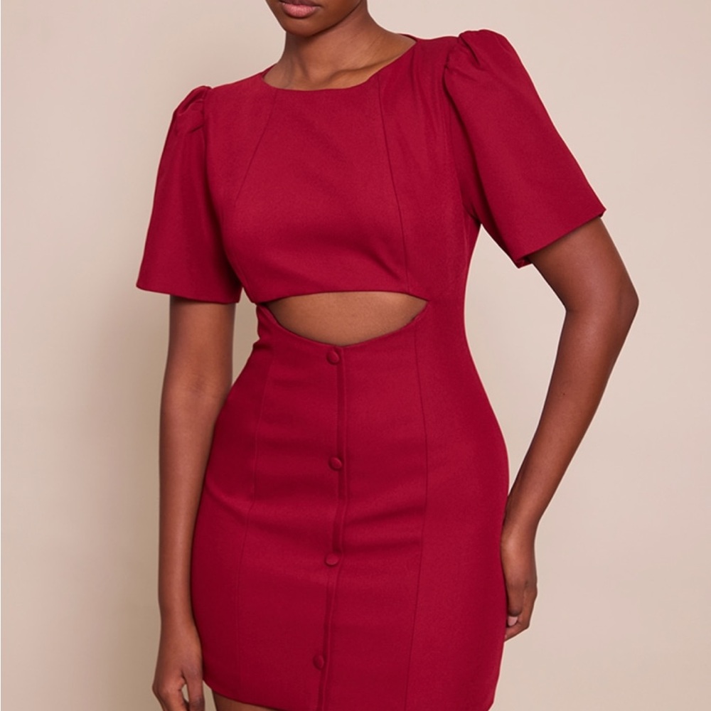 Elegant Red Cut-Out Dress